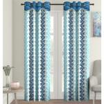 Cortina Bright Blue Floral Polyester Long Door Curtain 9x4 ft (Design 1)