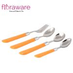 Floraware Orange Plastic Cutlery Set with Stand (24 pcs)