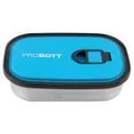 Probott Sky Blue Rectangular Stainless Steel Lunch Box 350 ml with Plastic Lid (No. 6001)