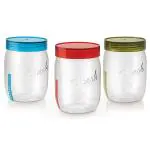 Mastercook Assorted Colour Plastic Mason Jar 1.2 L (Set of 3)