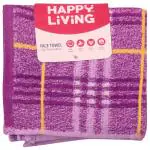 Happy Living YD Check Purple Cotton Face Towel 30x30 cm