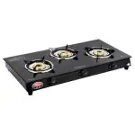 Suryaflame Crystal Black Glass Top 3 Burner Gas Stove