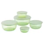 Mastercook Green Round Plastic Malta Container (5 pcs)