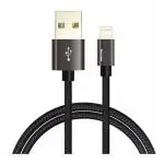 Portronics Konnect Pro POR-792 1.2 m USB to Lightning Nylon Braided Sync & Charge Cable, Black