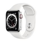 Apple Watch Series 6 GPS + Cellular - 40 mm Silver Stainless Steel Case with White Sport Band