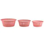 Home One Desire Pink Plastic Basket (Set of 3)