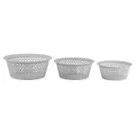 Home One Desire Silver Plastic Basket (Set of 3)