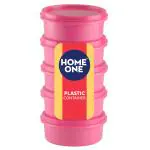 Home One Keeper Pink Plastic Container 210 ml (Set of 5)
