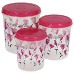 Home One Star Pink Plastic Container 1+ 2+ 4 L (Set of 3)