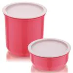 Home One Easy lock Pink Plastic Jar 650+ 1750 ml (Set of 2)
