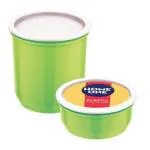 Home One Easy lock Green Plastic Jar 650+ 1750 ml (Set of 2)