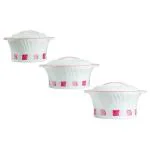 Ivanka Pink Plastic Insulated Casserole 800+1000+1600 ml (Set of 3)