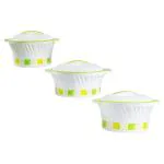 Ivanka Green Plastic Insulated Casserole 800+1000+1600 ml (Set of 3) - Design/colour may vary