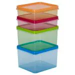 Home One Elite Assorted Colour Plastic Container 1000+ 1000+ 500+ 500 ml (Set of 4) (Design/colour may vary)