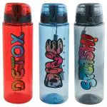 Home One Cross Fit Assorted Color Plastic Water Bottle 1 L