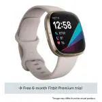 Fitbit Sense Smart Watch with 6+ Day Battery Life, Lunar White/Soft Gold
