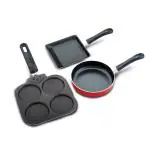 Nirlep 3 Pc Breakfast Combo Non Stick Cookware Set (1 Pc Multi snackmaker, 1 Pc Mini Fry Pan and 1 Pc Sandwich Pan)