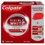 Colgate Visible White Sparkling Mint Anticavity Toothpaste 100 g (Pack of 2) with Free Beauty Pack