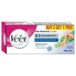 Veet 5 in 1 Skin Benefits Body & Legs Hair Removal Cream for Sensitive Skin 50 g (Buy 2 Get 1 Free)
