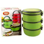 Jayco Insulated Florescent Green Plastic 3 Senior Home Meal Hot Lunch Pack 670 ml