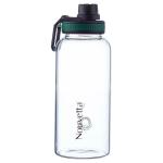 Nouvetta Sport Home Transparent Borosilicate Glass Bottle 1 L with Green Cap (NB-705)
