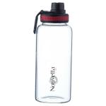 Nouvetta Sport Home Transparent Borosilicate Glass Bottle 1 L with Red Cap (NB-706)