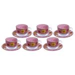 Soogo Tulip Pink Glass Cup and Saucer 200 ml (Set of 12)