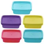 Mastercook Multicolour Square Plastic Container 75 ml (5 pcs) (PP241)