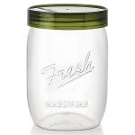 Mastercook Round Plastic Mason Jar with Green Lid 1600 ml