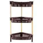 Polyset Essential Assorted Triangle Corner Plastic 3 Tier Trolley Rack - Design / Colour may vary