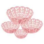 Ratan Maple Assorted Round Plastic Basket Set of 4 (Design/colour may vary)