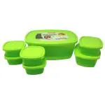 Ratan Assorted Colour Round Plastic Multi Storage Container (Set of 7) - Design / Colour may vary