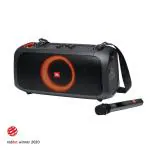 JBL PartyBox On-The-Go - A Portable Karaoke Party Speaker with Wireless Microphone, 100W Power Output, IPX4 splashproof, 6 Playtime Hours, Shoulder Strap and Wireless 2 Party Speakers Pairing (Black)