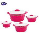 Selvel Diamond Pink Plastic Insulated Hotpot 600+1130+1650+2150 ml (Set of 4)
