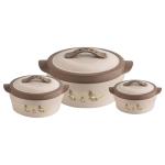 Selvel Plaza Plastic Light Brown Insulated Hotpot 700+1160+1600 ml (Set of 3)