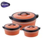 Selvel Florence Peach Plastic Insulated Hotpot 700+1160+1600 ml (Set of 3)