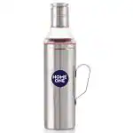 Home One Stainless Steel Slim Oil Can with Handle 1 L
