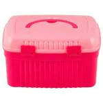 Home One Pink Square Plastic Multipurpose Box 23.7x16x13.9 cm