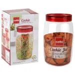 Cello Cookie Round Transparent Plastic Storage Jar 2.1 L with Red Lid