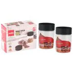 Cello Modustack Round Transparent Plastic Canister with Brown Lid 750 ml (2 pcs)