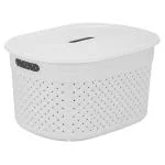 Ratan Stitch Extra Large Basket With Lid - Design/colour may vary