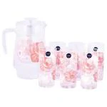 Luminarc Anabella Pink Glass Jug and Tumbler Set (7 pcs)