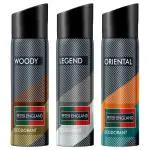 Peter England Woody, Legend & Oriental Deodorant 150 ml (Pack of 3)