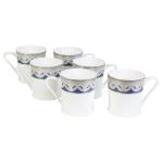 BP Bharat White and Blue Bone China Mug Set 170 ml 6 pcs (PL34)