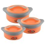 Cello Solaris Orange Plastic Insulated Casserole 500+1000+1500 ml (Set of 3)