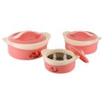 Cello Solaris Pink Plastic Insulated Casserole 500+1000+1500 ml (Set of 3)