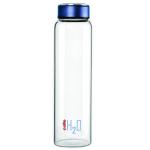 Cello H2O Transparent Borosilicate Glass Bottle 600 ml with Blue Lid