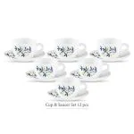 La Opala Princess Silken Charm Opalware Cup and Saucer 145 ml (Set of 6)