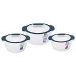 Paras Hot Bite Blue Plastic Insulated Casserole 800+1000+1600 ml (Set of 3)