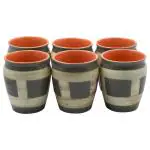 Alive Craft Wooden Plain Orange Ceramic Kulhar 180 ml (Set of 6)